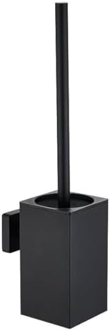 Stainless Steel Toilet Brush and Holder Set with Lid Modern Black Design