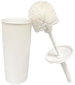 Modern White Toilet Brush Scrubber Cleaner Holder Set