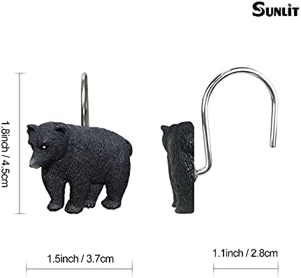 Sunlit Black Bear Shower Curtain Hooks 12 Pack