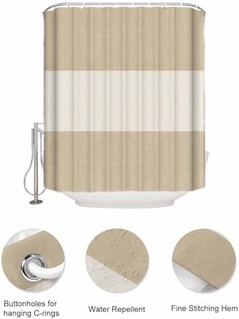 ZFUNCING Shower Curtain with Mesh Organizer and Hooks