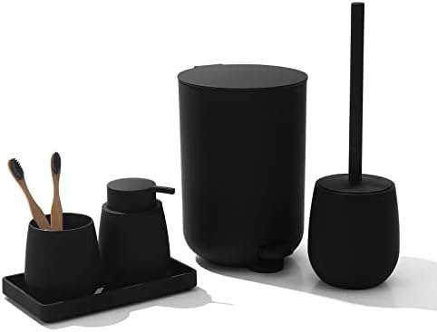 Compact Black Bathroom Accessories Set for Organization