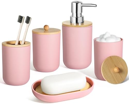Pink Bathroom 5pc Organizing Set