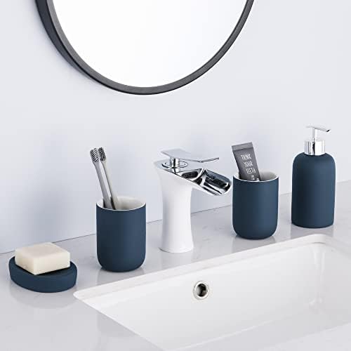 Blue Ceramic Bathroom Accessory Set 4 Pieces