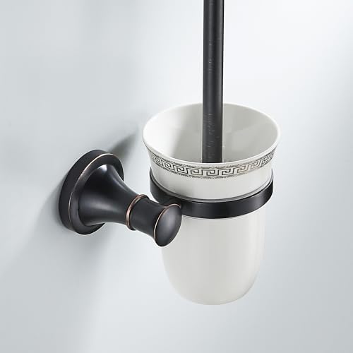 Black Oil Rubble Bronze Bathroom Toilet Brush Set