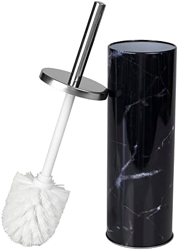 Bath Time Made Perfect The HomeBasics Black Faux Marble Toilet Brush Holder