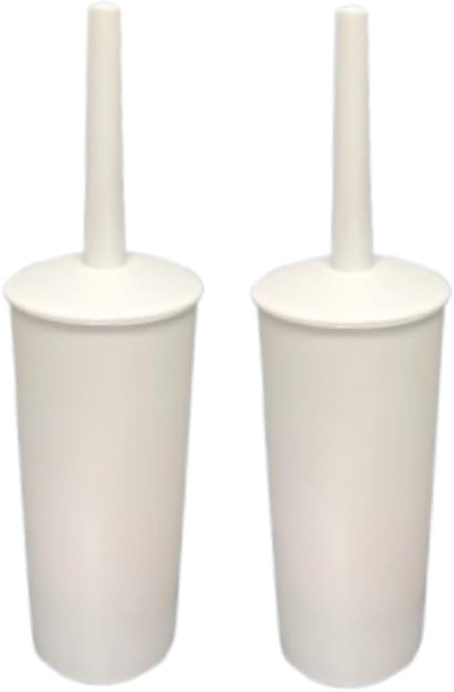 Modern White Toilet Brush Scrubber Cleaner Holder Set