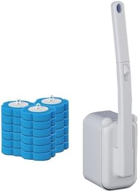 JUDEWY Disposable Toilet Brush Set 18-Refill Holder with Holder White