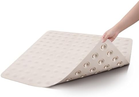 Non-Slip Beige Shower Mat for Safe Bathroom Use