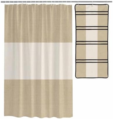 ZFUNCING Shower Curtain with Mesh Organizer and Hooks