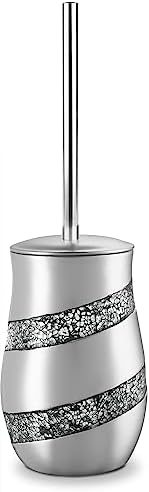 Elegant Silver Mosaic Toilet Brush Set Creative Scents