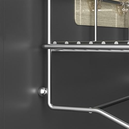 Space-Saving Stainless Steel Bathroom Shelf with Towel Rack