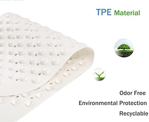 Mantto Non-Slip TPE Bathtub Mat 35x16 White