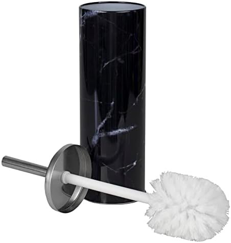 Bath Time Made Perfect The HomeBasics Black Faux Marble Toilet Brush Holder