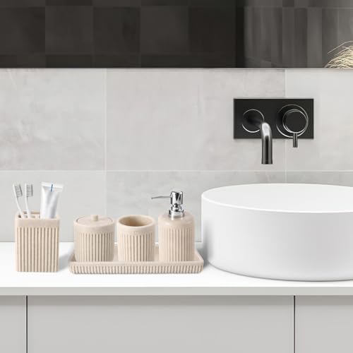 Resin Beige Bathroom Accessories Set 5 Pcs