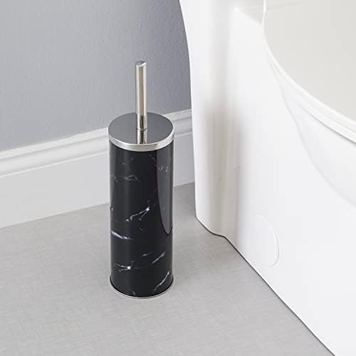 Bath Time Made Perfect The HomeBasics Black Faux Marble Toilet Brush Holder