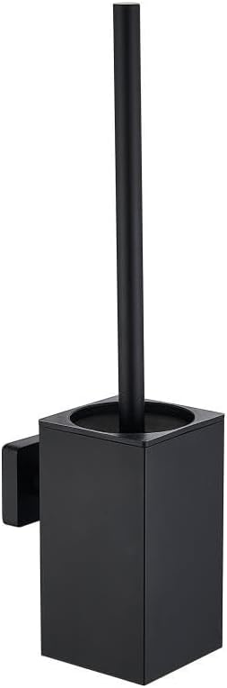 Stainless Steel Toilet Brush and Holder Set with Lid Modern Black Design