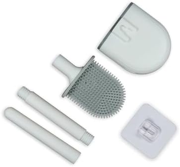 Detachable Hanging Toilet Brush with Adhesive Hook - Compact for Home Travel Use