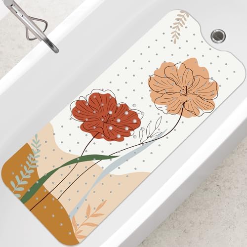 Boho Flower Bath Mat - Non Slip 40x16 Inch