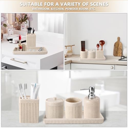 Resin Beige Bathroom Accessories Set 5 Pcs