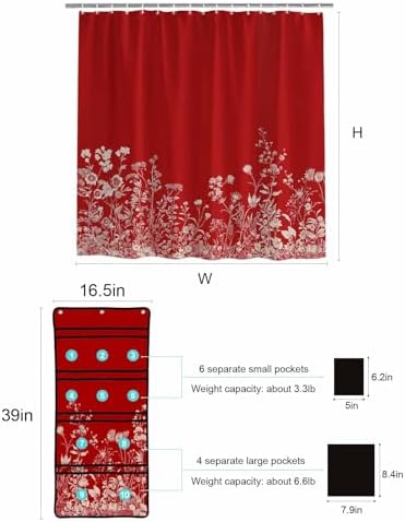 ZFUNCING Mesh Shower Curtain Set with Decorative Pattern