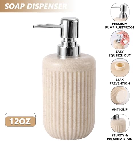 Resin Beige Bathroom Accessories Set 5 Pcs