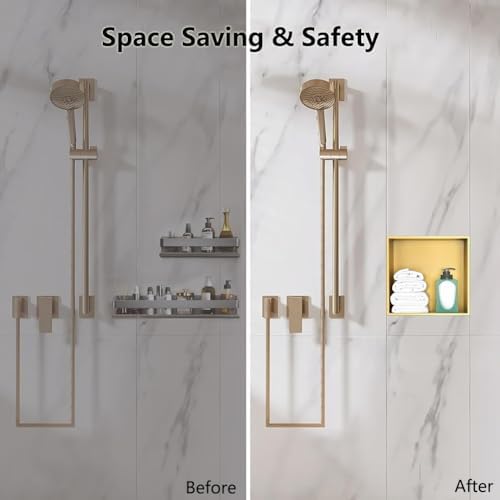 Gold-Trimmed Stainless Steel Shower Organizer