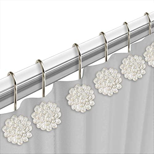 Luxurious Rose Vine Metal Bathroom Shower Hooks with Beige-Taupe Design