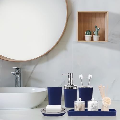 XLHOMO Complete Navy Blue Bathroom Accessories Set
