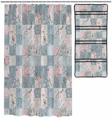 ZFUNCING Mesh Shower Curtain Organizer Set for the Bathroom