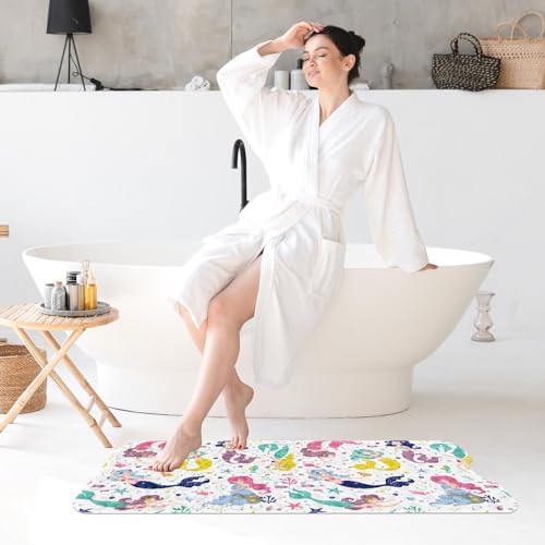 Culudea Cute Kids Sea Bathtub Mat Mermaid Nautical Non-Slip
