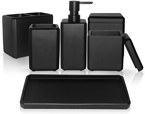 6 Pcs Matte Black Bathroom Accessory Set