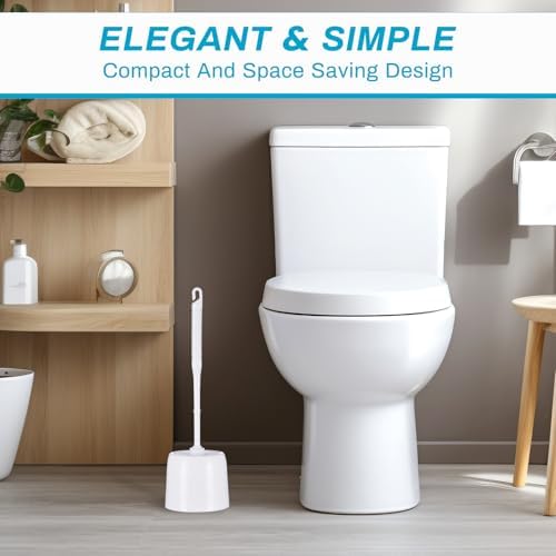 6 Set Classic Toilet Brush Set with Holder Compact Design 360 Deep Cleaning