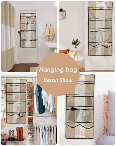 ZFUNCING Shower Curtain with Mesh Organizer and Hooks