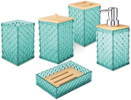 5-Piece Grid Pattern Bathroom Accessory Set High-Quality Design