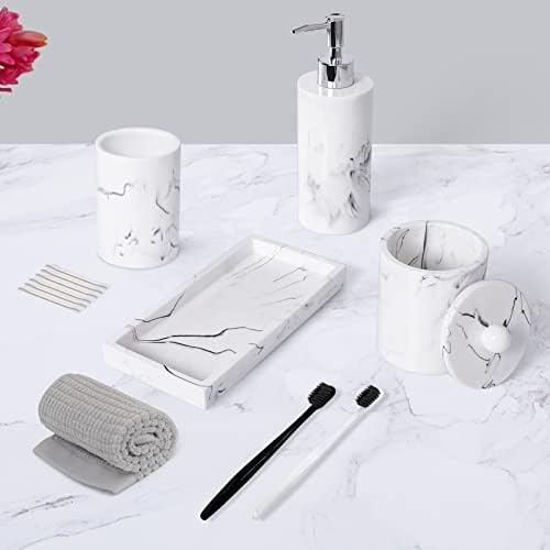Haturi 4-Piece Marble-Mimicked Bathroom Accessory Set