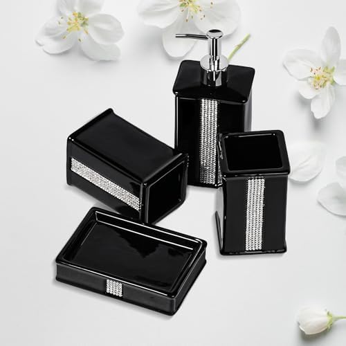 Black Ceramic Bathroom Accessory Set 4 Pcs