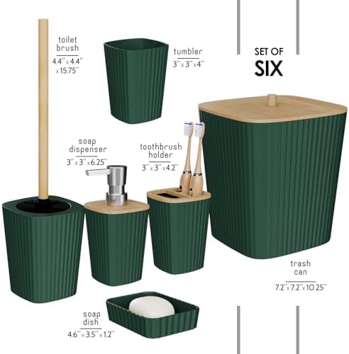 Clara Clark 6-Piece Hunter Green Bathroom Set - spa-like bath Accessories