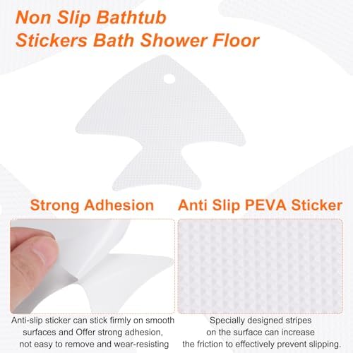 HARFINGTON 24pc Fish Anti-Slip Bathtub Stickers Set with Scraper White