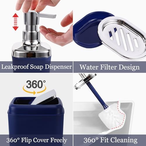 XLHOMO Complete Navy Blue Bathroom Accessories Set