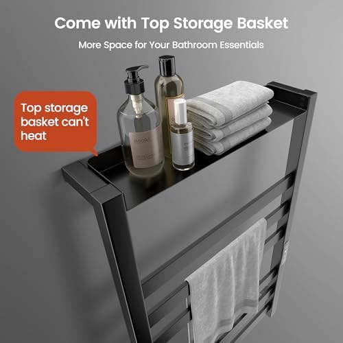 Colliford Towel Warmer Rack 6 Bars Black