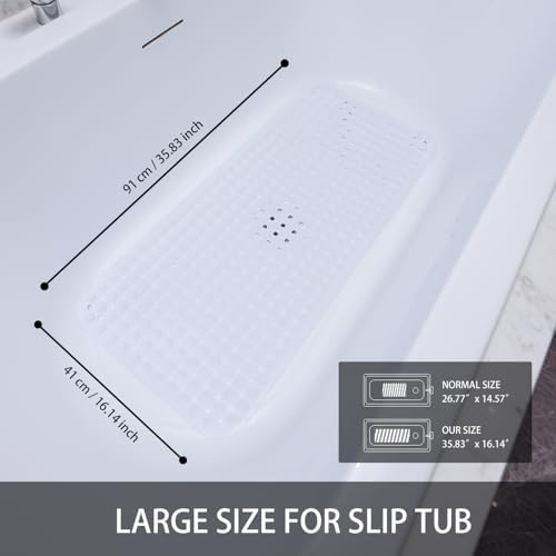 Extra Large Non-Slip Bathtub Mat with Suction Cups for ElderlyKids