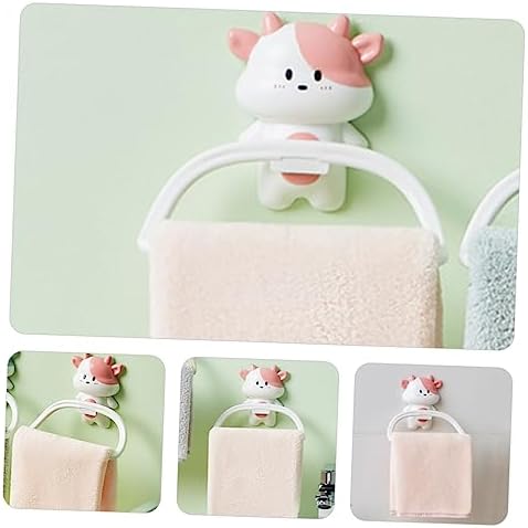 Cartoon Cow Wall Mounted Towel Rack No Drill Suction Cup Holder