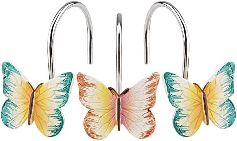 AGPTEK 12PCS Butterfly Decorative Resin Hooks for Shower Curtain