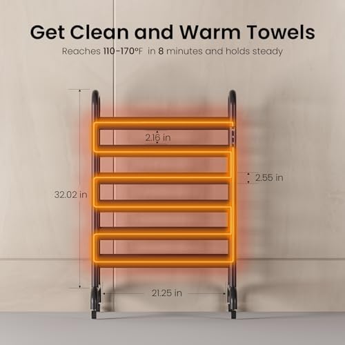 Electric Towel Warmer 12 Bars Constant Temperature Durable Energy Efficient