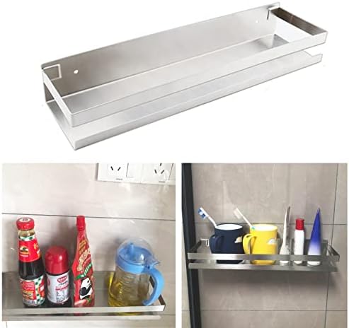 Stainless Steel Shower Caddy with Guard Rail 157 Inch Silver