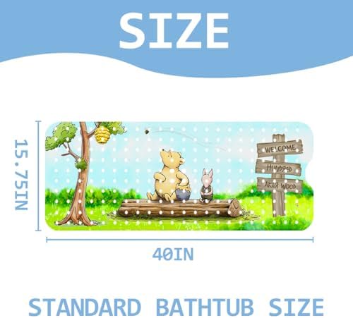 Baby Bath Mat Winnie Cartoon Kids Bathtub Mat Non Slip 40x16 Inch
