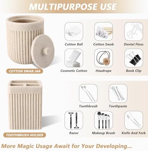 Resin Beige Bathroom Accessories Set 5 Pcs
