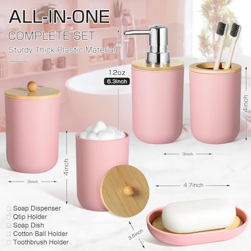 Pink Bathroom 5pc Organizing Set