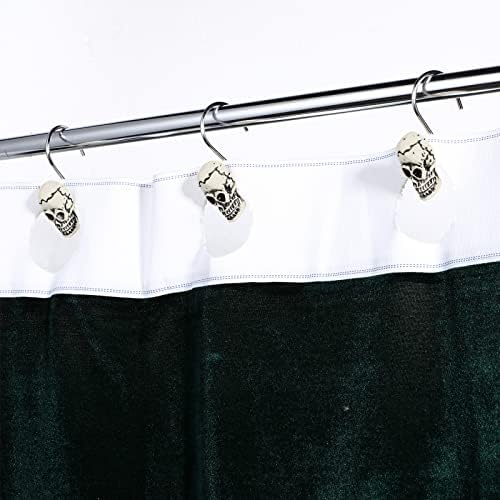 Jetec 12 Pcs Skull Shower Curtain Hooks Halloween Decorative Rings