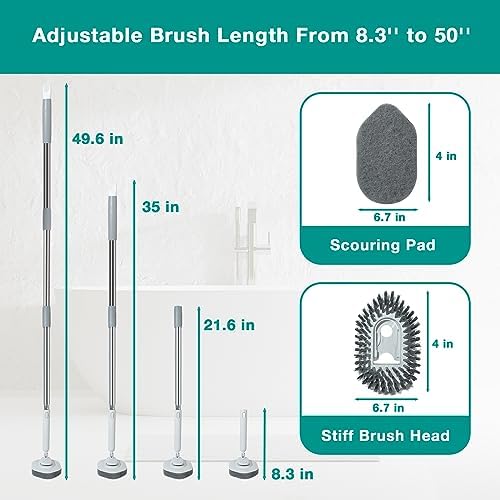 2 in 1 Tub and Tile Scrubber with 50 Long Handle